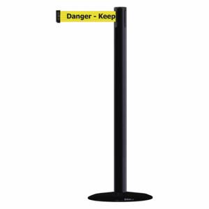 TENSABARRIER MARINEPOST-33-MAX-NO-YDX-C Barrier Post With Belt, Stainless Steel, Black, 38 Inch Post Height, 2 1/2 Inch Post Dia | CU6GVD 22RT78