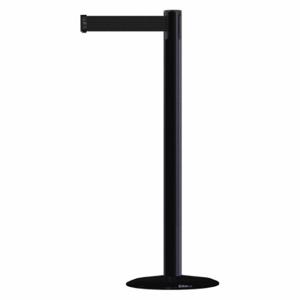 TENSABARRIER MARINEPOST-33-STD-NO-B9X-C Barrier Post With Belt, Stainless Steel, Black, 38 Inch Post Height, 2 1/2 Inch Post Dia | CU6GVK 22RT56