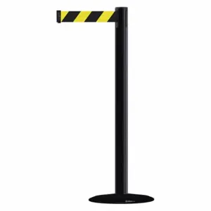 TENSABARRIER MARINEPOST-33-STD-NO-D4X-C Barrier Post With Belt, Stainless Steel, Black, 38 Inch Post Height, 2 1/2 Inch Post Dia | CU6HMZ 22RT57