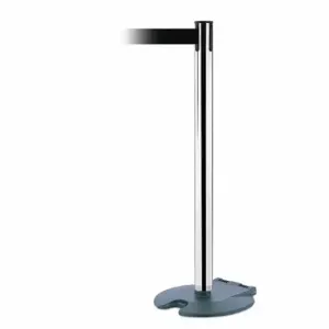 TENSABARRIER RB1-89-1P-MAX-NO-B9X-C Barrier Post With Belt, Steel, Polished Chrome, 38 Inch Post Height, 2 1/2 Inch Post Dia | CU6HCX 30RH16