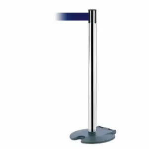 TENSABARRIER RB1-89-1P-MAX-NO-L5X-C Barrier Post With Belt, Steel, Polished Chrome, 38 Inch Post Height | CU6HDC 30RH18