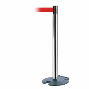 TENSABARRIER RB1-89-1P-MAX-NO-R5X-C Barrier Post With Belt, Steel, Polished Chrome, 38 Inch Post Height | CU6HDD 30RH17