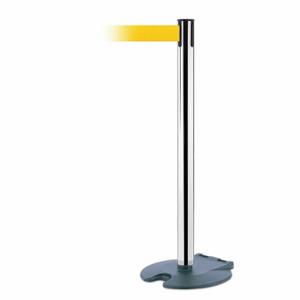 TENSABARRIER RB1-89-1P-STD-NO-Y5X-C Barrier Post With Belt, Steel, Polished Chrome, 38 Inch Post Height, 2 1/2 Inch Post Dia | CU6HCZ 30RG98