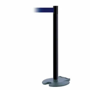 TENSABARRIER RB1-89-33-MAX-NO-L5X-C Barrier Post With Belt, Steel, Black, 38 Inch Post Height, 2 1/2 Inch Post Dia | CU6GZU 30RH08