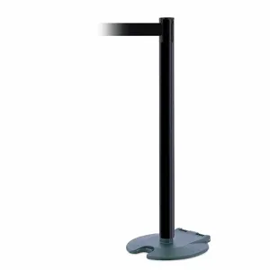 TENSABARRIER RB1-89-33-STD-NO-B9X-C Barrier Post With Belt, Steel, Black, 38 Inch Post Height, 2 1/2 Inch Post Dia | CU6GZQ 30RG85