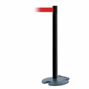 TENSABARRIER RB1-89-33-STD-NO-R5X-C Barrier Post With Belt, Steel, Black, 38 Inch Post Height, 2 1/2 Inch Post Dia | CU6GZT 30RG86