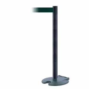 TENSABARRIER RB1-89-89-MAX-NO-G6X-C Barrier Post With Belt, Steel, Black Wrinkle, 38 Inch Post Height, 2 1/2 Inch Post Dia | CU6GYM 30RH15