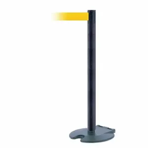 TENSABARRIER RB1-89-89-MAX-NO-Y5X-C Barrier Post With Belt, Steel, Black Wrinkle, 38 Inch Post Height, 2 1/2 Inch Post Dia | CU6GYQ 30RH14