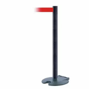 TENSABARRIER RB1-89-89-STD-NO-R5X-C Barrier Post With Belt, Steel, Black Wrinkle, 38 Inch Post Height | CU6GYP 30RG91