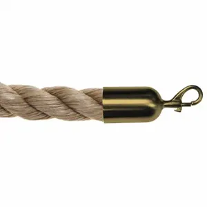 TENSABARRIER ROPE-HEMP-50-08/0-2-SNAP-2S Rope Barrier, Brass Snap End End, Poly Hemp | CU6JDH 54EE74