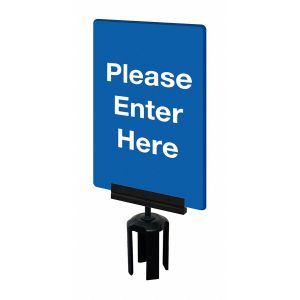 TENSABARRIER S01-P-23-7X11-V-HDSB-1701-33 Acrylic Sign Blue Please Enter Here | AD3DQZ 3YHH2