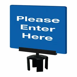 TENSABARRIER S01-P-23-7X11-V-HDSB-1701-33 Acrylic Sign Blue Please Enter Here | AD3DQZ 3YHH2