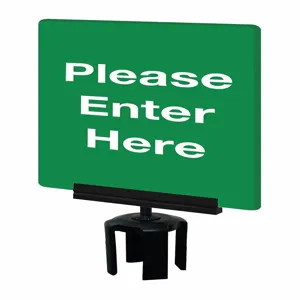 TENSABARRIER S01-P-28-7X11-V-HDSB-1701-33 Acrylic Sign Green Please Enter Here | AD3DQX 3YHG9