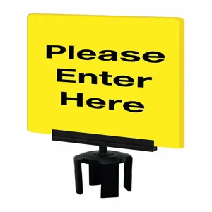 TENSABARRIER S01-P-35-7X11-V-HDSB-1701-33 Acrylic Sign Yellow Please Enter Here | AD3DQP 3YHG1