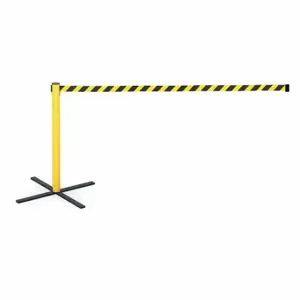 TENSABARRIER SA1-4PK-MAX-NO-D4X-C Barrier Post With Belt, PVC, Yellow, 38 Inch Post Height, 2 1/2 Inch Post Dia, Cross | CU6GTD 2EVA1