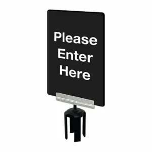 TENSABARRIER SIGN-0711-250-33-V-S01 BRKT-HDSC-1P Vertical Acrylic Sign, Black | CU6GLC 2EUZ6