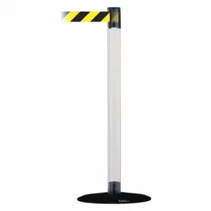 TENSABARRIER TCLB-33-MAX-NO-D4X-C Barrier Post With Belt, Polycarbonate, Clear, 38 Inch Post Height, 2 1/2 Inch Post Dia | CU6GLY 30RF69