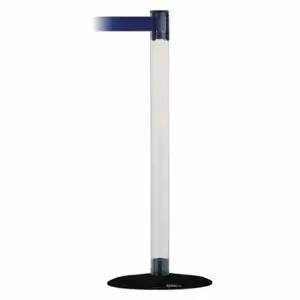 TENSABARRIER TCLB-33-STD-NO-L5X-C Barrier Post With Belt, Polycarbonate, Clear, 38 Inch Post Height, 2 1/2 Inch Post Dia | CU6HNA 30RF62