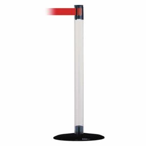TENSABARRIER TCLB-33-STD-NO-R5X-C Barrier Post With Belt, Polycarbonate, Clear, 38 Inch Post Height, 2 1/2 Inch Post Dia | CU6GMB 30RF61