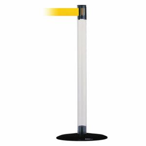 TENSABARRIER TCLB-33-STD-NO-Y5X-C Barrier Post With Belt, Polycarbonate, Clear, 38 Inch Post Height, 2 1/2 Inch Post Dia | CU6GMF 30RF60