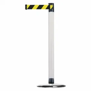 TENSABARRIER TCLU-1P-MAX-NO-D4X-C Barrier Post With Belt, Polycarbonate, Clear, 38 Inch Post Height, 2 1/2 Inch Post Dia | CU6GNB 30RF81