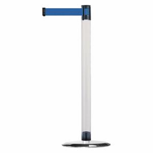 TENSABARRIER TCLU-1P-MAX-NO-L5X-C Barrier Post With Belt, Polycarbonate, Clear, 38 Inch Post Height, 2 1/2 Inch Post Dia | CU6HMM 30RF80