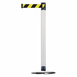 TENSABARRIER TCLU-1P-STD-NO-D4X-C Barrier Post With Belt, Polycarbonate, Clear, 38 Inch Post Height, 2 1/2 Inch Post Dia | CU6GMU 30RF75