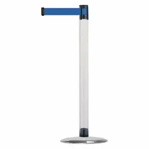 TENSABARRIER TCLU-1S-MAX-NO-L5X-C Barrier Post With Belt, Polycarbonate, Clear, 38 Inch Post Height, 2 1/2 Inch Post Dia | CU6HNC 30RF92