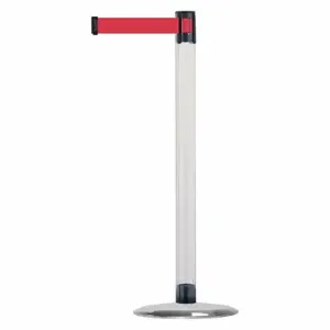 TENSABARRIER TCLU-1S-MAX-NO-R5X-C Barrier Post With Belt, Polycarbonate, Clear, 38 Inch Post Height, 2 1/2 Inch Post Dia | CU6GNA 30RF91