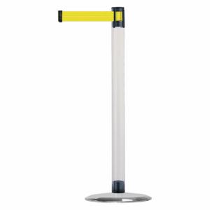 TENSABARRIER TCLU-1S-MAX-NO-Y5X-C Barrier Post With Belt, Polycarbonate, Clear, 38 Inch Post Height, 2 1/2 Inch Post Dia | CU6GML 30RF90