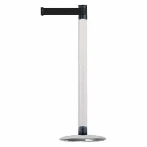 TENSABARRIER TCLU-1S-STD-NO-B9X-C Barrier Post With Belt, Polycarbonate, Clear, 38 Inch Post Height, 2 1/2 Inch Post Dia | CU6GMW 30RF82