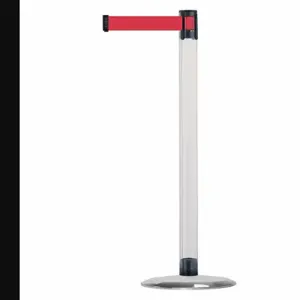 TENSABARRIER TCLU-1S-STD-NO-R5X-C Barrier Post With Belt, Polycarbonate, Clear, 38 Inch Post Height, 2 1/2 Inch Post Dia | CU6GNC 30RF85