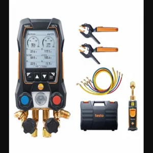 TESTO 0564 5572 01 Smart Digital Manifold, Smart Digital Manifold, 4 Valves, 4 Hoses | CU6KMT 61HV75