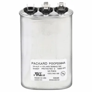 TITAN HD POCFD354A Motor Dual Run Capacitor, Oval, 440/370V AC, 35/4 mfd, 4 1/4 Inch Overall Height | CU6RXM 61UN58