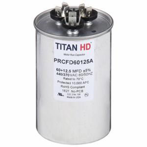 TITAN HD PRCFD60125A Motor Dual Run Capacitor, Round, 440/370V AC, 60/12 mfd, 2 3/4 Inch Overall Height | CU6RYR 61UN96