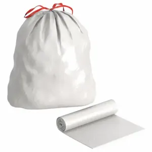 TOUGH GUY 1DZE4 Drawstring Trash Can Liner White - Pack Of 250 | AA9MWY