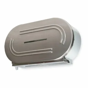 TOUGH GUY 1ECK1 Toilet Paper Dispenser, Jumbo Core, Horizontal Double Roll, Steel, Silver | CJ3QMQ