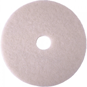 TOUGH GUY 402W49 Round Buff Pad, Non-Woven Polyester Fiber, 15 Dia., White | AX3MBE