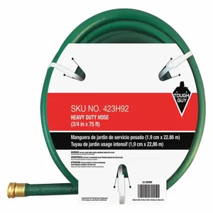 TOUGH GUY 423H92 Water Hose, PVC, 75ft Long, 3/4 Dia., Green | AX3MWH