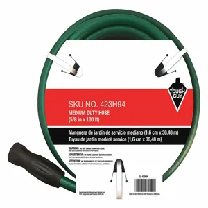 TOUGH GUY 423H94 Water Hose, PVC, 100ft Long, 5/8 Dia., Green | AX3MWA