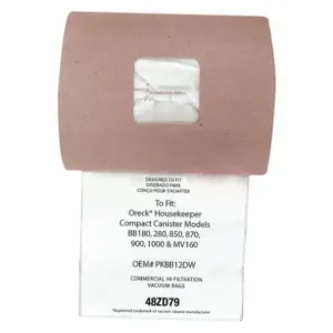 TOUGH GUY 48ZD79 Filter Bag, 11 x 1-1/2 Inch Size, Micro Filtration, 2-Ply, 12 Pk | CD3WLA