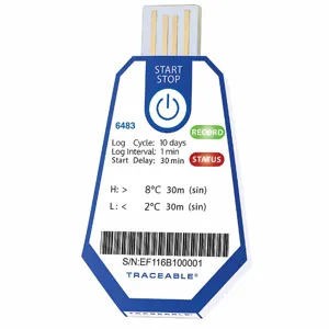 TRACEABLE 6483 ONE Data Logger, ±0.9 Deg F Accuracy, 36 Deg to 46 Deg F, 2 yr Battery Life, USB, 10 PK | CV4NKZ 54YN88