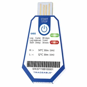 TRACEABLE 6485 ONE Data Logger, ±0.9 Deg F Accuracy, 54 Deg to 57 Deg F, 2 yr Battery Life, USB, 10 PK | CV4QTV 54YN90