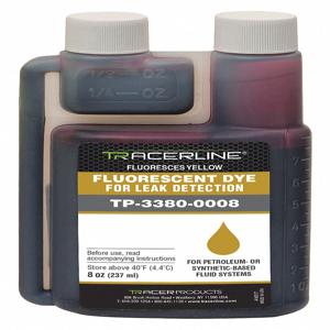 TRACERLINE TP-3380-0008 Fluorescent Leak Detection Dye, 1 oz., Multi Colored Dye, Oil Based System, Glows Yellow | CH6RUQ 404L29