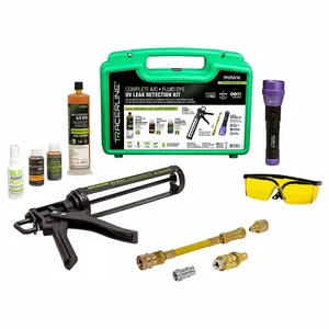 TRACERLINE TPOPUV16 UV Leak Detection Kit, With UV Flashlight, Dye, Coolant Dye, Glass, Medium Green Case | CE9CMM 55NH82