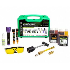 TRACERLINE TPOPUV57HD UV Leak Detection Kit, Heavy Duty, With UV Flashlight, Dye, Adapter, Medium Green Case | CE9CMP 55NH84