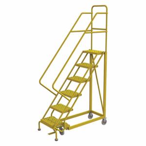 TRI-ARC KDEC106166-Y Rolling Ladder, Steel, Safety Angle, 6-Step | CU6WYL 231C85