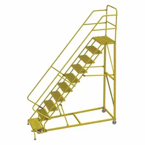 TRI-ARC KDEC110242-Y Rolling Ladder, Steel, Safety Angle, 10-Step | CU6WYA 231D13