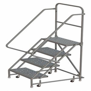 TRI-ARC KDSR104246 4-Step Rolling Ladder, Perforated Step Tread, 76 Inch Height, 450 Lbs. Load Capacity | CH6PXR 25NW45
