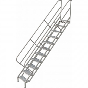 TRI-ARC WISS111246 Stahltreppeneinheit, 104-1/2 Zoll obere Stufenhöhe, perforierte Trittstufe | CD2GDJ 420R83